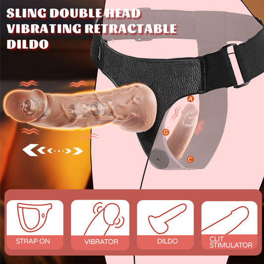Vibrating Telescopic Dual Head Wearable Remote Controlled Dildo