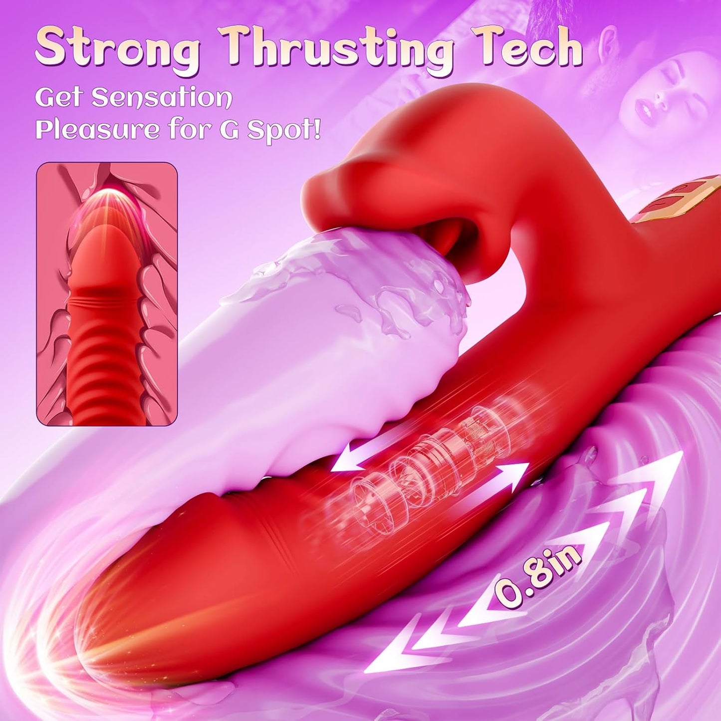 Latest Upgraded Design Tongue Licking Thrusting Vibrator
