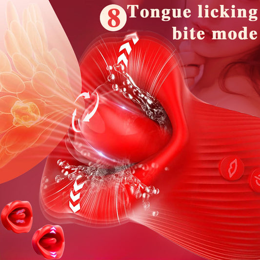 360° Rotating Tongue Licking & Kissing New Design Rose Vibrator