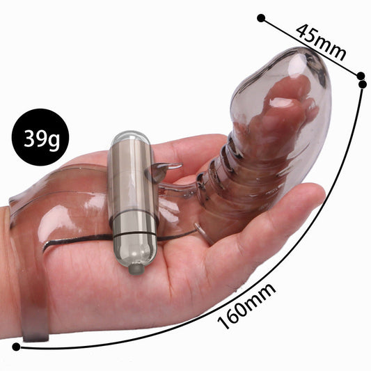 Transparent Female Squirting Finger Sleeve With Vibrator