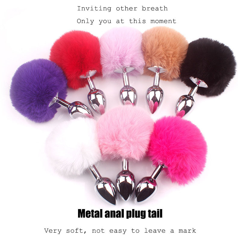 Cute Soft Artificial Feather Ball Tail Metal Anal Plug OnionToyUAE Cute Soft Artificial Feather Ball Tail Metal Anal Plug OnionToyUAE