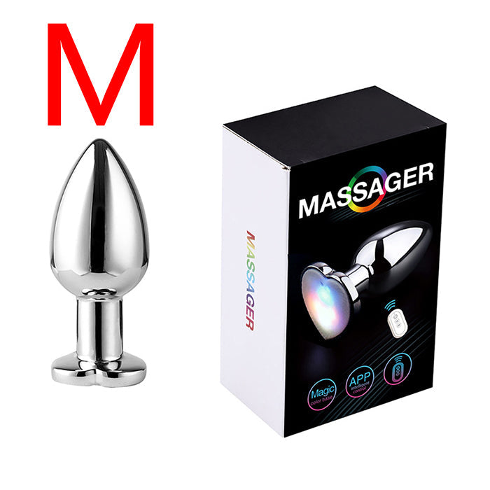 Remote Controlling Stainless Steel Heart Lighting Anal Plug