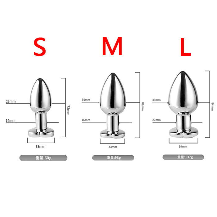 Remote Controlling Stainless Steel Heart Lighting Anal Plug