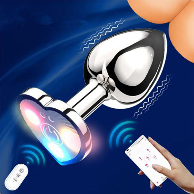 Remote Controlling Stainless Steel Heart Lighting Anal Plug
