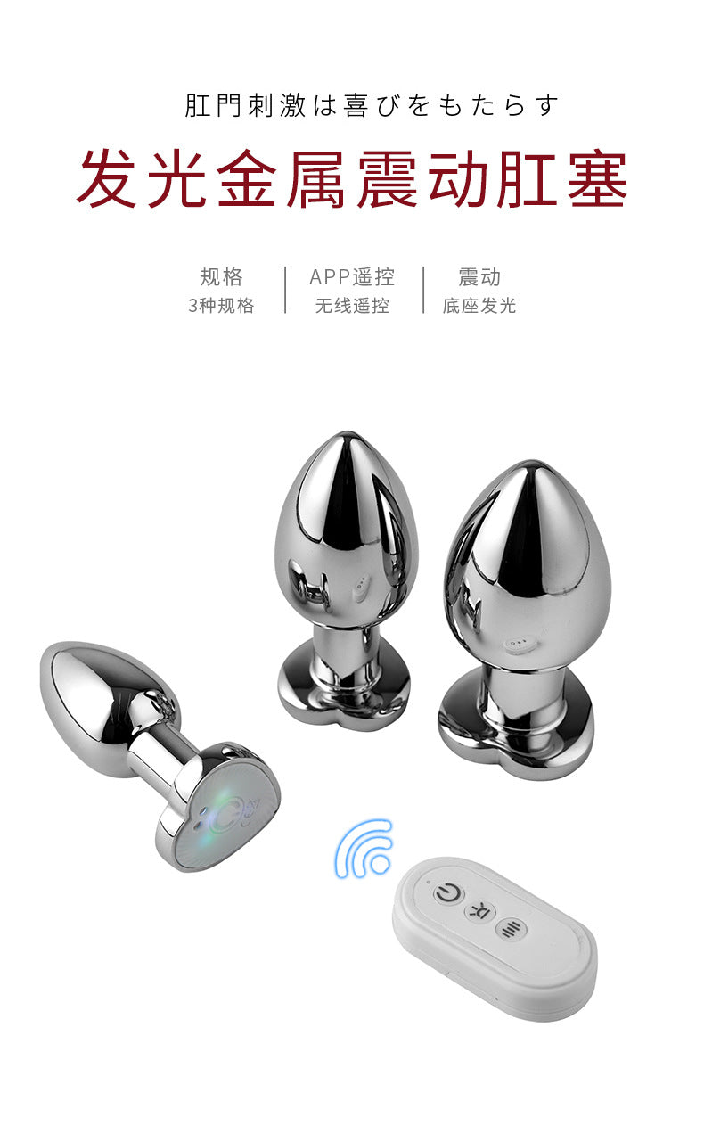 Remote Controlling Stainless Steel Heart Lighting Anal Plug