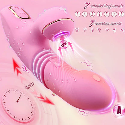 Smart Heating Vibrating Dildo with Clitral Sucking Stimulator