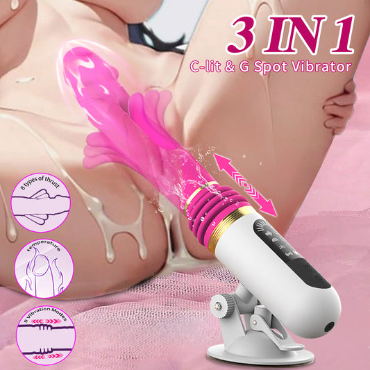 Thrusting Vibrating and Licking 3 in 1 Dildo Shape Vibrator