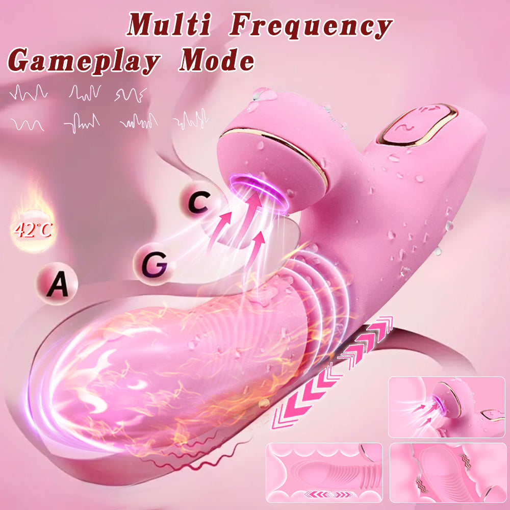Smart Heating Vibrating Dildo with Clitral Sucking Stimulator