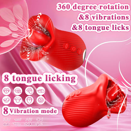 360° Rotating Tongue Licking & Kissing New Design Rose Vibrator