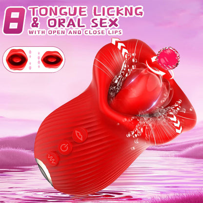 360° Rotating Tongue Licking & Kissing New Design Rose Vibrator