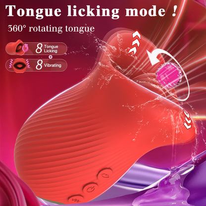 360° Rotating Tongue Licking & Kissing New Design Rose Vibrator