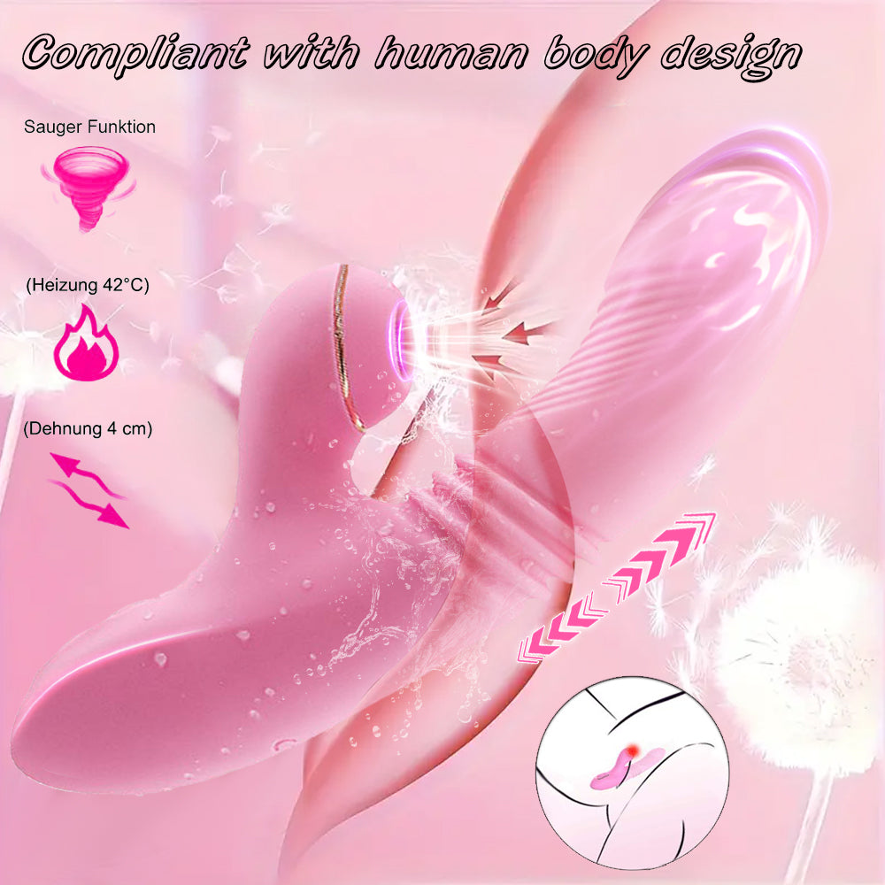 Smart Heating Vibrating Dildo with Clitral Sucking Stimulator