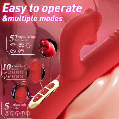 Latest Upgraded Design Tongue Licking Thrusting Vibrator