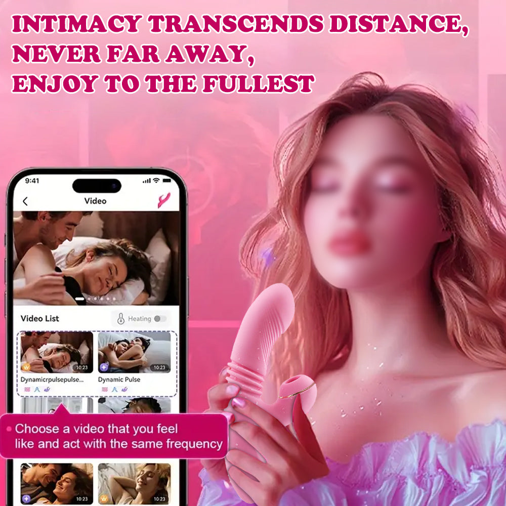 Smart Heating Vibrating Dildo with Clitral Sucking Stimulator
