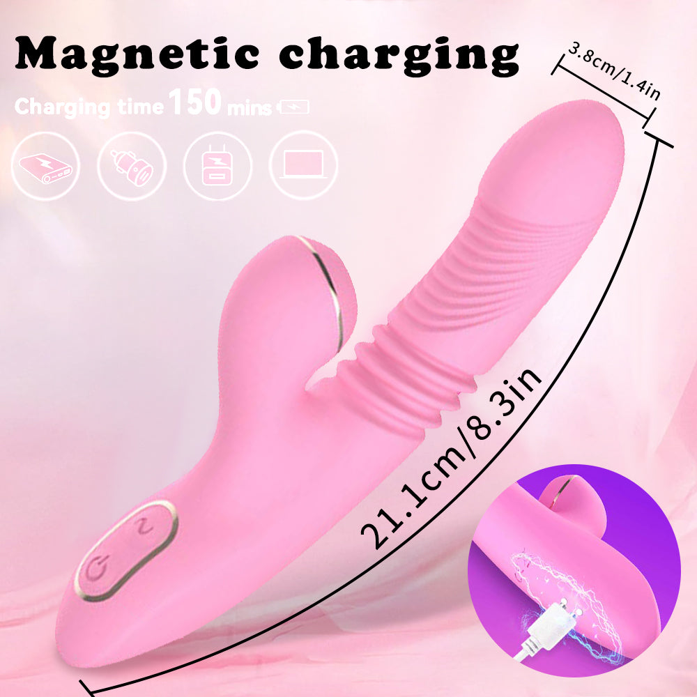 Smart Heating Vibrating Dildo with Clitral Sucking Stimulator
