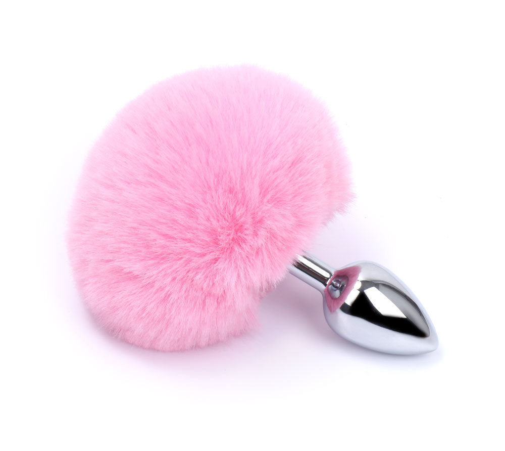 Cute Soft Artificial Feather Ball Tail Metal Anal Plug - Onion Toy