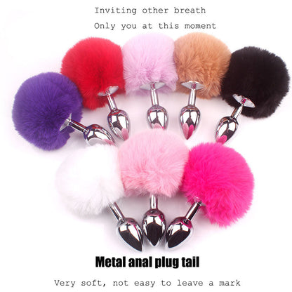 Cute Soft Artificial Feather Ball Tail Metal Anal Plug - Onion Toy