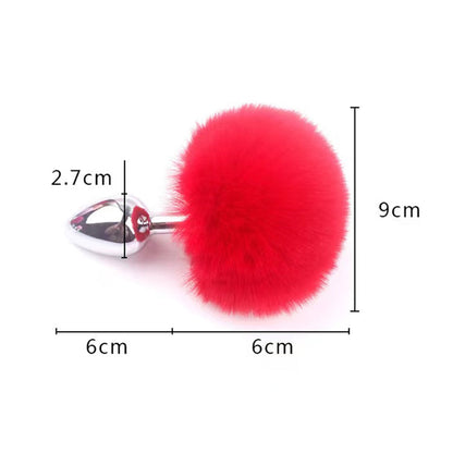 Cute Soft Artificial Feather Ball Tail Metal Anal Plug - Onion Toy