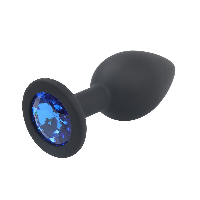 Multiple Sizes Black Color White Jewel Silicone Anal Plug