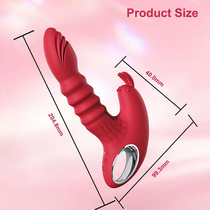 Thrusting Vaginal Massager With Rabbit Ears Clitoral Stimulator