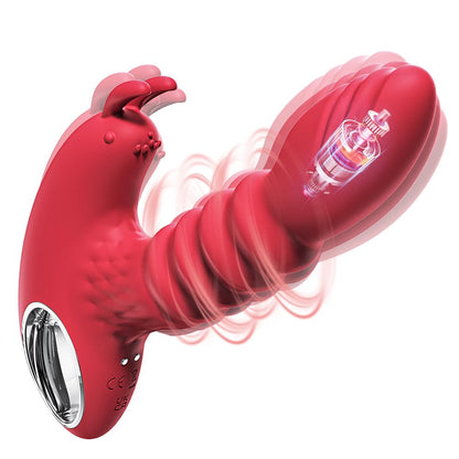 Thrusting Vaginal Massager With Rabbit Ears Clitoral Stimulator