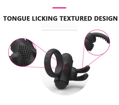 Rabbit Ear Silicone Vibration Massaging Cock Ring