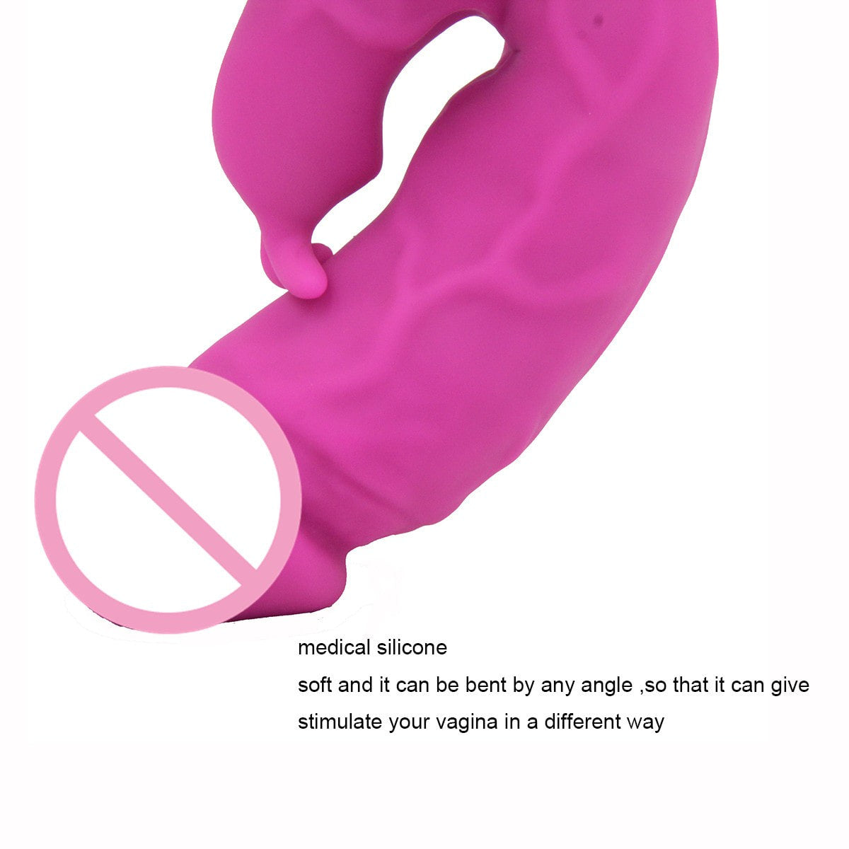 Silicone Vibrating Dildo with Rabbit Ears Clitoral Stimulator