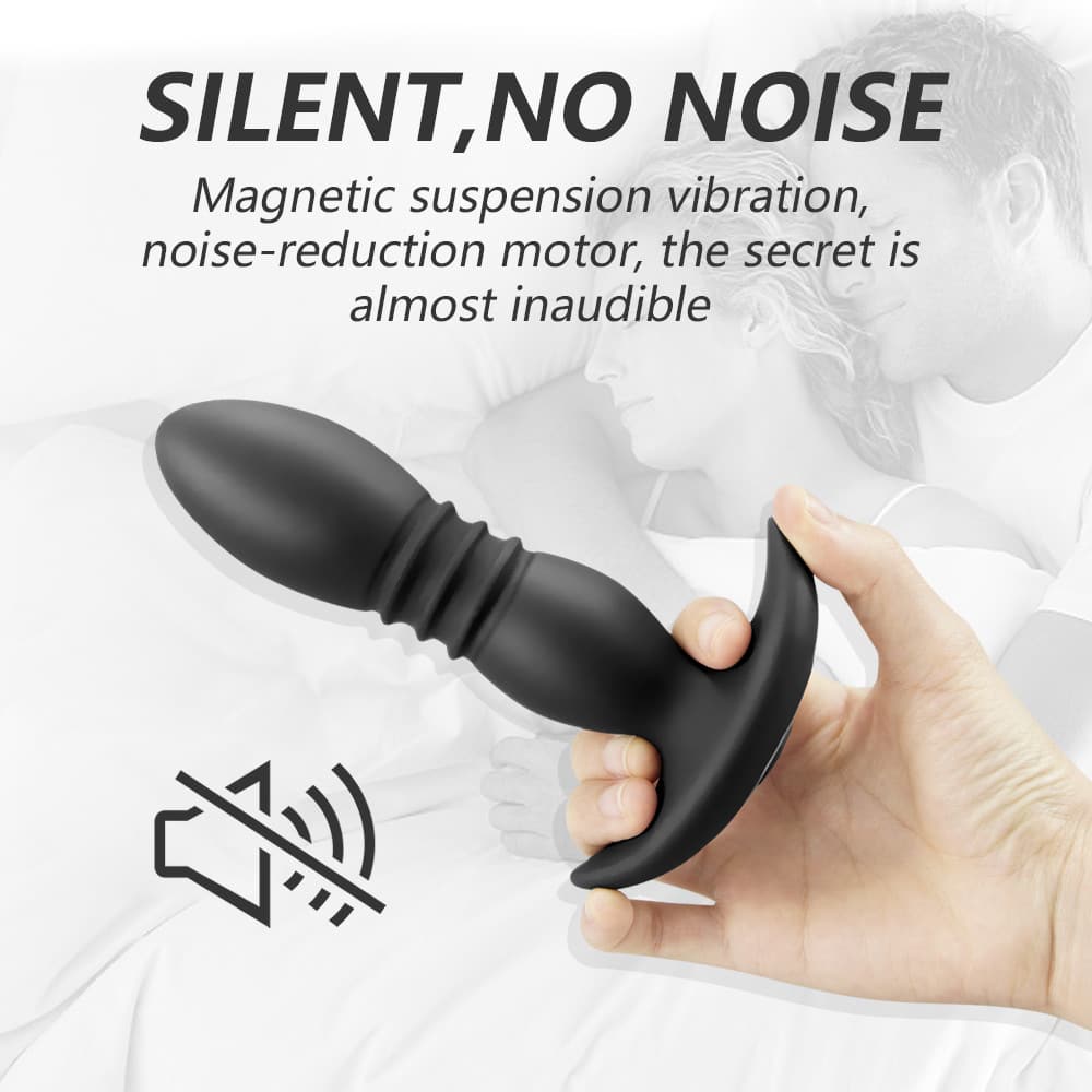 USB Rechargeable Remote Vibrating and Thrusting Anal Plug