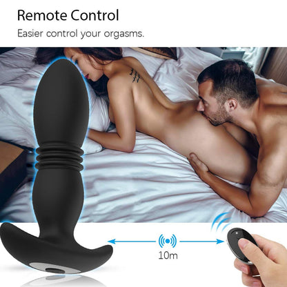 USB Rechargeable Remote Vibrating and Thrusting Anal Plug