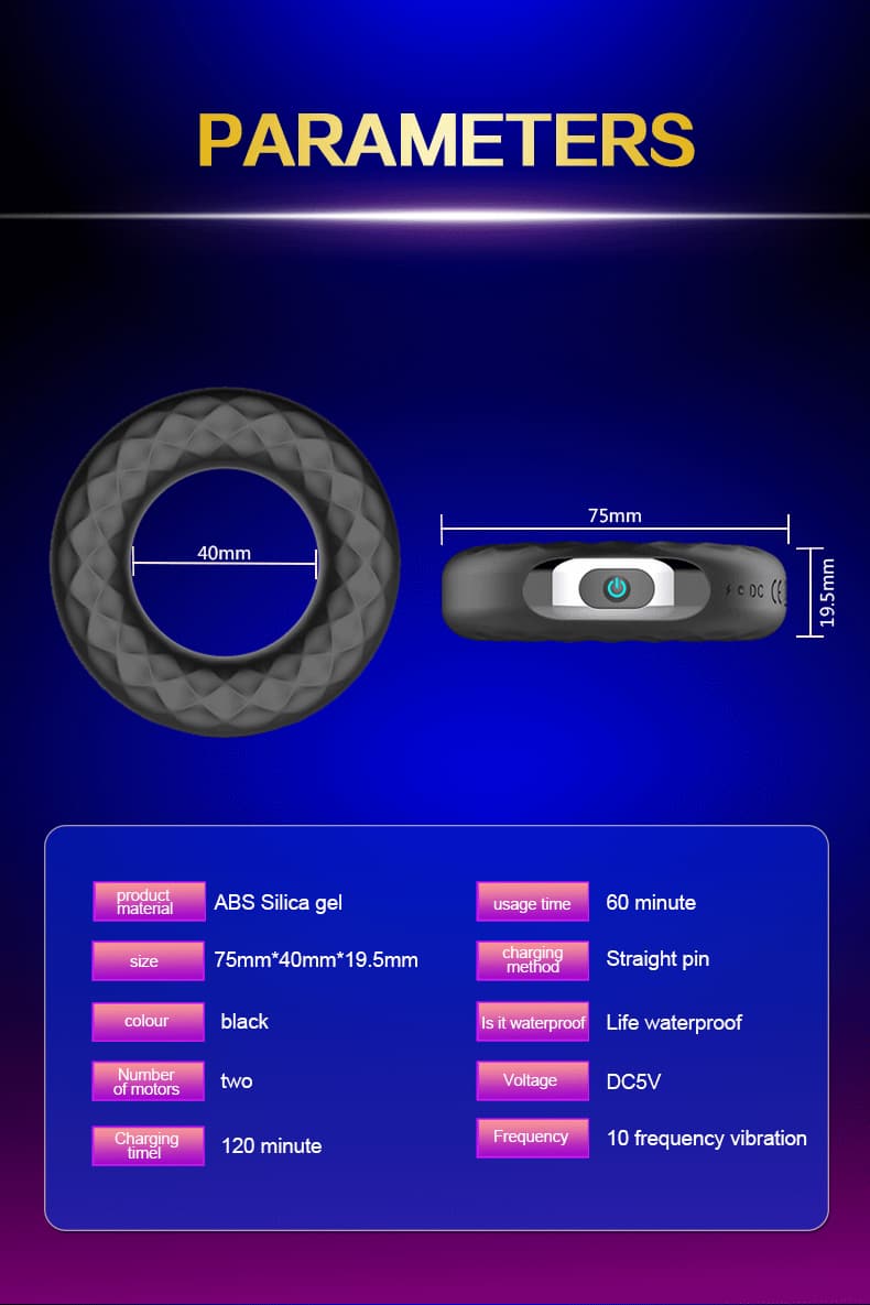 Stretchable Delay Ejaculation Silicone Cock Ring Vibrator